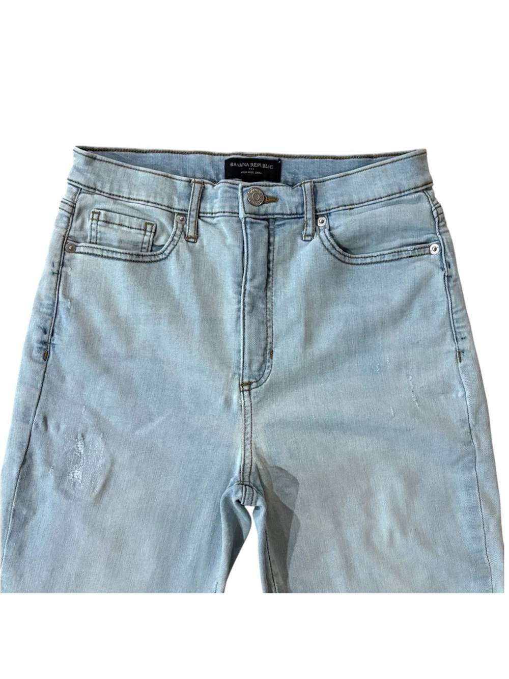 Banana Republic High Rise Skinny Jeans 28 Light Wash Distressed Size 6 - Picture 3 of 9
